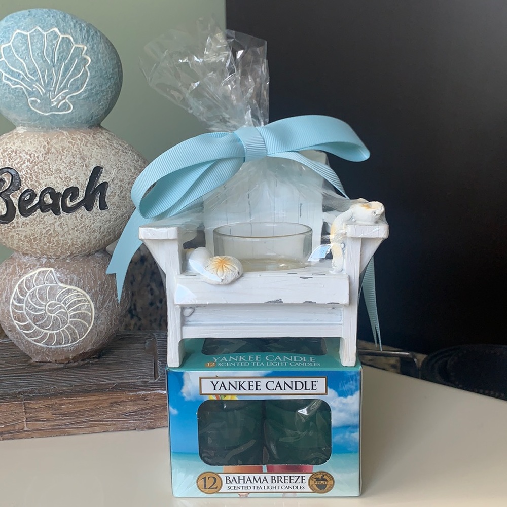NWT Yankee Candle Tea Light Adirondack Chair Holder Bahama Breeze Scent! ⛱🌞